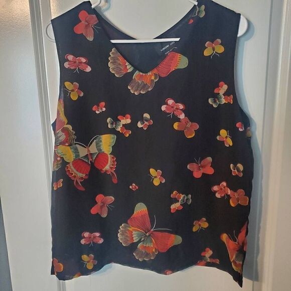 Morgan Cole Butterfly Silk Blouse Tank top  Medium - Picture 2 of 7